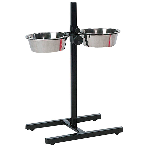 Flamingo (Фламінго) Feeding and drinking bowl Duo dinner stand Otis Silver & Black - Миски для собак на штативі, нержавіюча сталь, 2.5 л (25 см) 2 шт