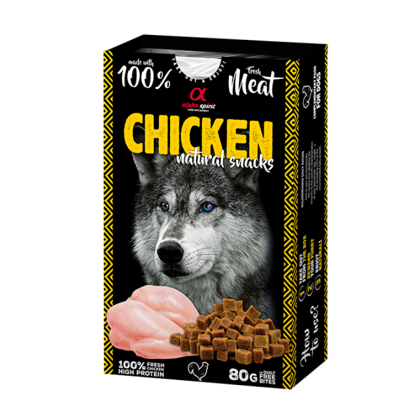 Alpha Spirit Dog Natural Snack Chicken - Полувлажное лакомство с курицей для взрослых собак 80 г