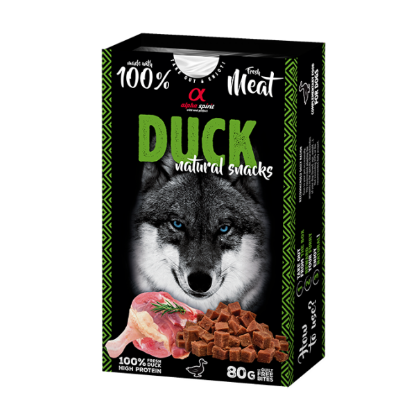 Alpha Spirit Dog Natural Snack Duck - Полувлажные лакомства с уткой для взрослых собак 80 г