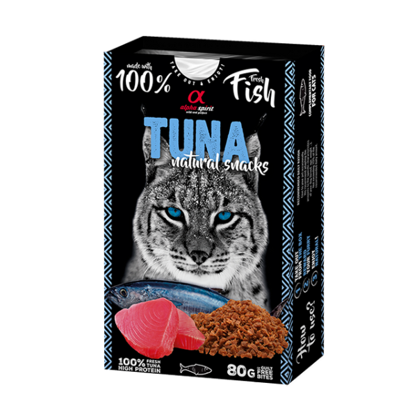 Alpha Spirit Cat Natural Snack Tuna - Полувлажное лакомство с тунцом для взрослых кошек 80 г