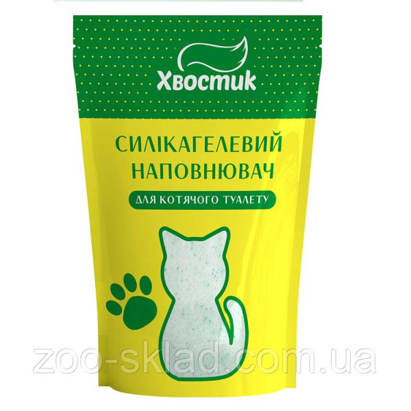 Хвостик - Наполнитель для кошачьих туалетов силикагелевый с зелеными гранулами, мелкая фракция 4.8 л