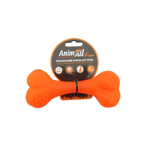 AnimAll Fun - Игрушка для собак кость, оранжевая, 15 см