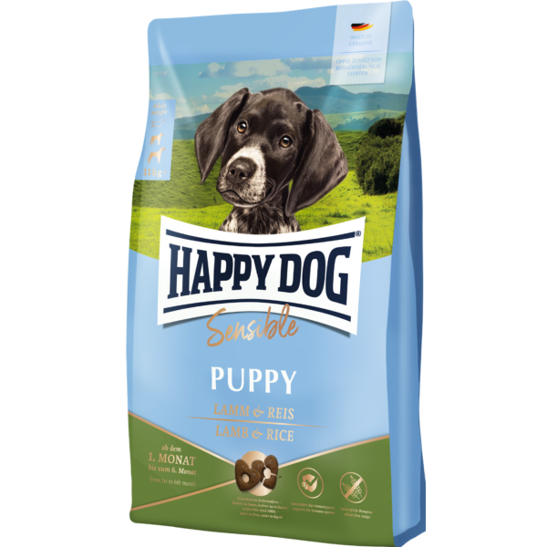 Happy Dog (Хепи Дог) Lamb & Rice Sensible Puppy Medium & Maxi - Сухой корм для щенков средних и крупных пород для поддержания чувствительного пищеварения с мясом ягнёнка и рисом 10 кг