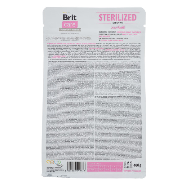 Brit Care (Бріт Кеа) Sterilized Sensitive - Сухий беззерновий корм для стерилізованих кішок з чутливим ШКТ 0.4 кг