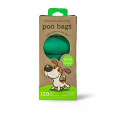 Poo Bags Apple - Одноразові пакети для прибирання за тваринами з ароматом яблука 120 шт 8 рулонів по 15 пакетиків