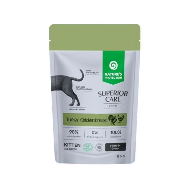 Nature's Protection (Натур Протекшн) Superior Care Kitten Grain Free With Turkey And Chicken Breast - Беззерновой влажный корм для котят всех пород с индейкой и куриной грудкой 85 г