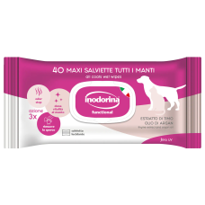 Inodorina (Інодоріна) Functional Estratto Di Timo Olio Di Argan - Вологі серветки для собак та котів з екстрактом тимʼяну аргановою олією та молочно-ванільним ароматом 40 шт