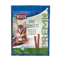 Trixie (Трикси) Premio Stick Quintett - Лакомство для кошек палочки с домашней птицей и печенью 5 шт. Х 5 г