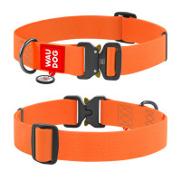 WAUDOG (Ваудог) Waterproof з QR паспортом - Нашийник для собак водостійкий, металічна пряжка-фастекс, помаранчевий, (Ш 40 мм, Д 46-70 см)  XXL