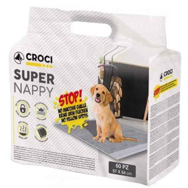 Croci (Кроки) Super Nappy - Пелюшки з активним вугіллям для собак і котів 57х54 см, 60 шт