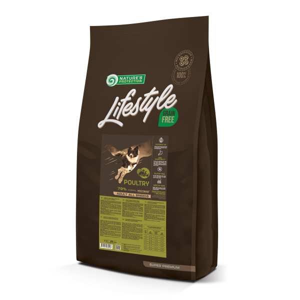 Nature\'s Protection (Нэйчер Протекшн) Lifestyle Grain Free Poultry Adult All Breeds - Сухой беззерновой корм для взрослых собак всех пород с мясом птицы 17 кг