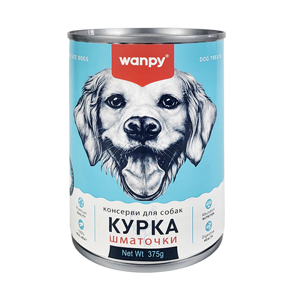 Wanpy (Ванпи) Dog Chicken Chunk - Влажный корм для собак с курицей, кусочками 375 г