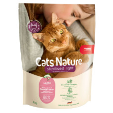 Mera (Мера) Cats Nature Grain Free Salmon Sterilised & Light Adult - Сухой беззерновой корм для взрослых стерилизованных котов для контроля веса с мясом лосося 2 кг