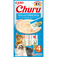 INABA (Инаба) Cat Churu Mousse With Chicken & Scallop - Лакомство для кошек сливочный мусс в стеках с тунцем и морским гребешком 56 г