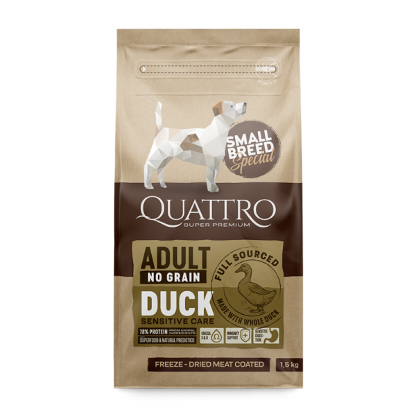 Quattro (Кватро) Dog Small Breed With Duck - Сухой корм для собак малых пород с уткой 1.5 кг