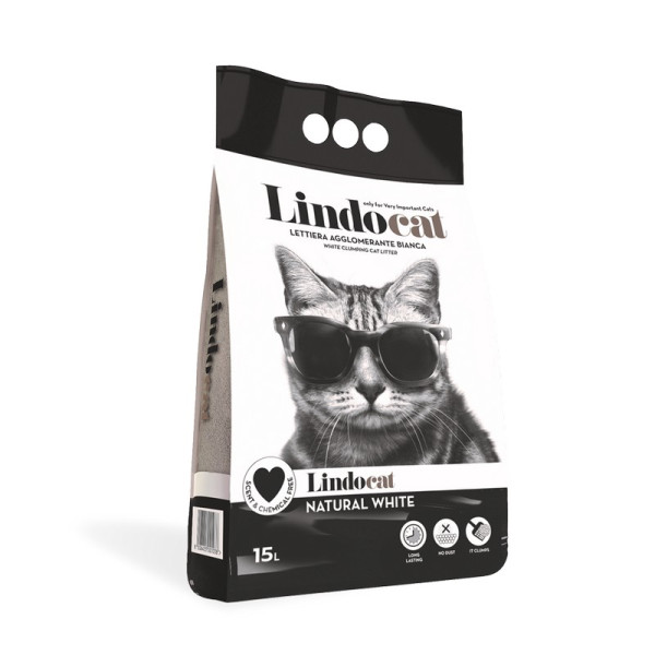 Lindocat (Линдокет) Natural White - Наполнитель для кошачьих туалетов бентонитовый (без запаха, большая гранула) 15 л