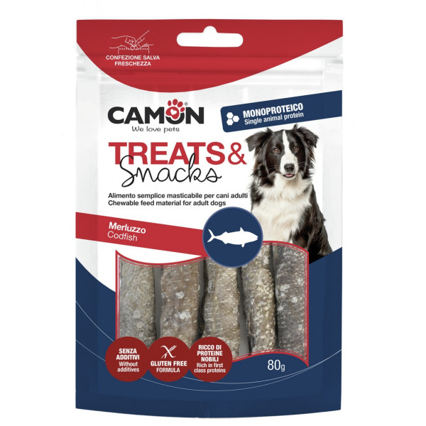 Camon (Камон) Dog Treats Rolls With Cod Skin - Лакомство для собак полоски из кожи трески свернутые 80 г