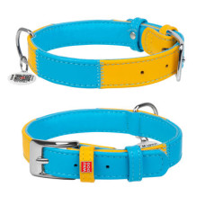 WauDog (ВауДог) Glamour "Colors of Freedom" - Нашийник для собак шкіряний (Ш 15 мм, Дов 27-36 см) S