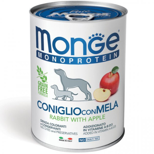 Monge (Монже) Dog Fruit Monoprotein Rabbit & Apples - Вологий корм для собак з кроликом та яблуками 0.4 кг