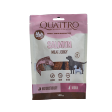 Quattro (Кватро) Dog Grain Free Salmon Jerky Adult All Breeds - Лакомство беззерновое для взрослых собак всех пород джерки с мясом лосося 130 г