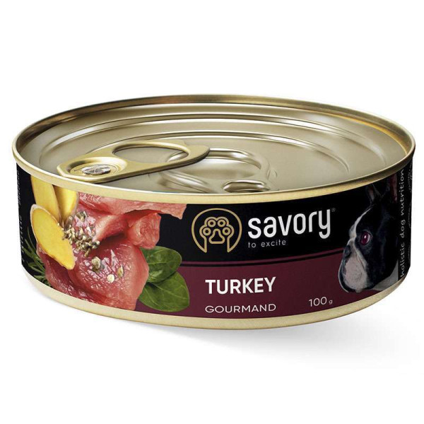 Savory (Сейвори) Dog Gourmand Turkey - Влажный корм для собак с индейкой 100 г
