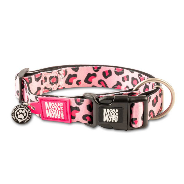 Max & Molly (Макс Молли) Smart ID Collar Leopard Pink - Ошейник для собак с принтом леопард XS