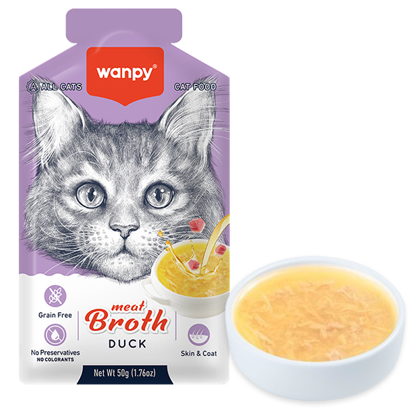 Wanpy (Ванпи) Cat Meat Broths Duck - Жидкий корм для кошек суп беззерновой с уткой 50 г