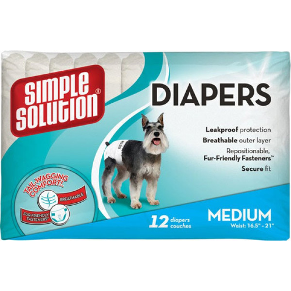 Simple Solution (Симпл Солюшн) Disposable Diapers Medium - Гигиенические подгузники для собак 12 шт.