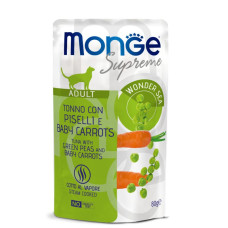 Monge (Монж) Supreme Cat Grain Free Tuna, Green Peas & Carrot Adult - Вологий беззерновий корм для дорослих котів з м’ясом тунця, зеленим горошком та морквою 80 г