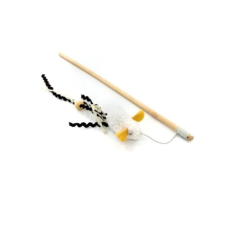 Hippie Pet (Хіппі Пет) Fishing Rod With Mouse White - Іграшка для котів вудка з мишкою біла 40 см