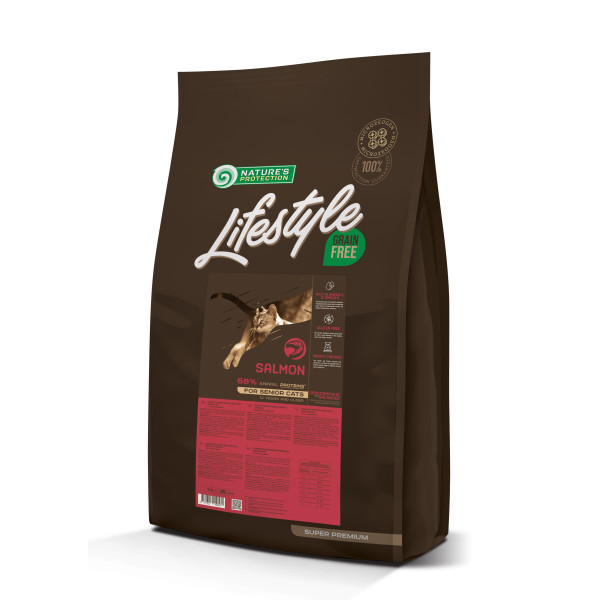 Nature`s Protection (Нэйчер Протекшн) Lifestyle Grain Free Salmon Senior Cat - Сухой беззерновой корм для пожилых котов с лососем 7 кг