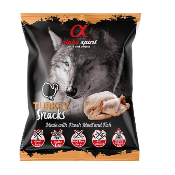 Alpha Spirit (Альфа Спирит) Dog All Breeds Snacks Turkey - Полувлажное лакомство для собак любого возраста всех пород кубики с мясом индейки 50 г