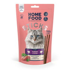 Home Food (Хоум Фуд) Cat Grain Free Turkey & Catnip Meat Strips All Life Stages - Ласощі беззернові для котів будь-якого віку м’ясна соломка з м’ясом індички та котячою м’ятою 40 г