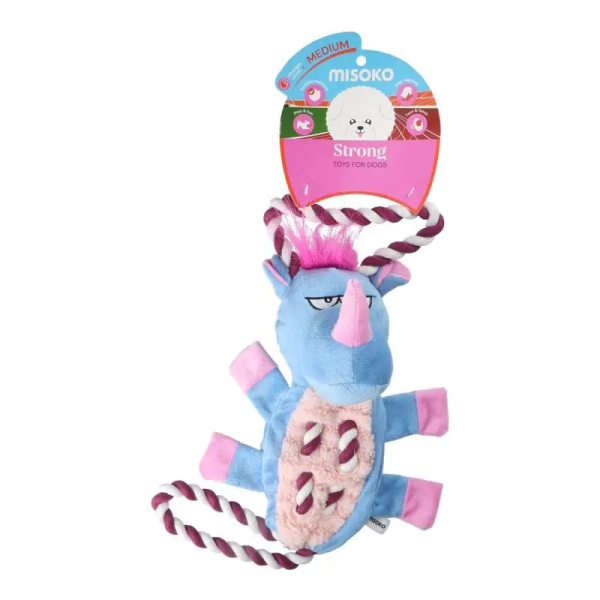 Misoko (Мисоко) Dog Toy Durable Rope Rhino - Игрушка для собак прочная с веревкой носорог 48 см