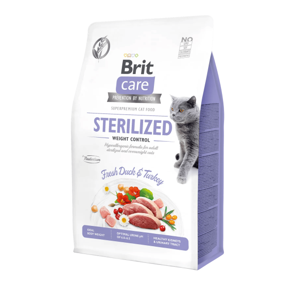 Brit Care (Бріт Кеа) Sterilized Weight Control - Сухий беззерновий корм контроль ваги стерилізованих кішок 7 кг