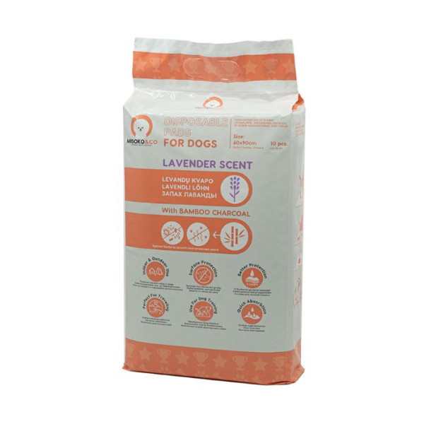 Misoko&Co (Мисоко&Ко) Disposable Dog Pads With Charcoal & Lavender Scent - Одноразовые пеленки для собак с углем и ароматом лаванды 10 шт. 45х60 см