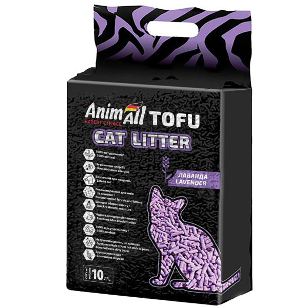 AnimAll (Энимал) Tofu Lavender - Наполнитель соевый для кошачьих туалетов с ароматом лаванды 10 л.