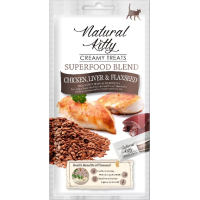 Natural Kitty (Нейчерал Китти) Cat Grain Free Chicken, Chicken Liver & Flaxseed Creamy Treats Adult - Лакомство беззерновое для взрослых котов с мясом курицы, семенами льна и куриной печенью 24х12 г