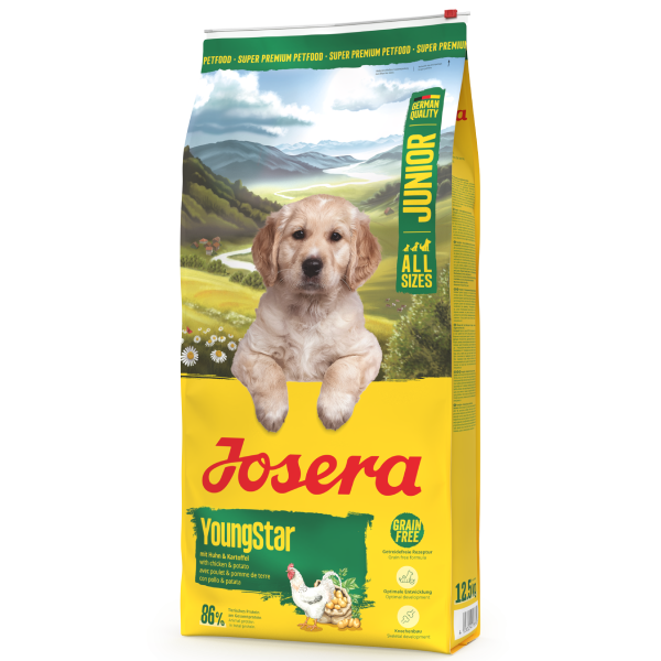 Josera (Йозера) YoungStar Dog Grain Free Chicken & Potato Junior All Breeds - Сухой беззерновой корм для щенков всех пород с мясом курицы и картошкой 12.5 кг