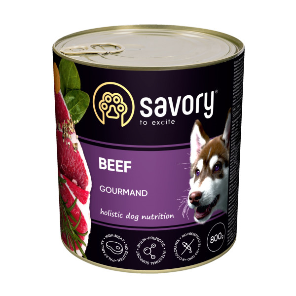 Savory (Сейвори) Dog Gourmand Beef - Влажный корм для собак с говядиной 800 г