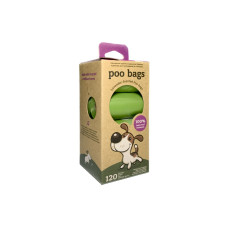 Poo Bags Lavender - Одноразові пакети для прибирання за тваринами з ароматом лаванди в рулонах, 120 шт 8 рулон по 15 пакетів