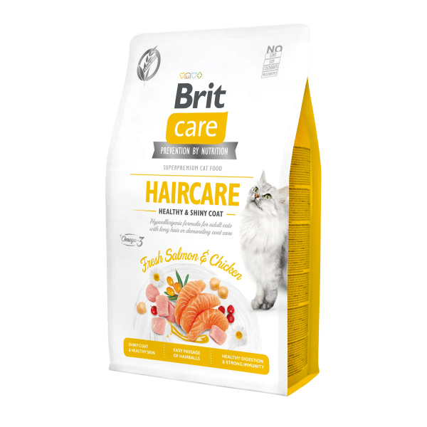Brit Care (Бріт Кеа) Haircare Healthy & Shiny Coat - Сухий беззерновий корм для кішок з довгою шерстю 7 кг