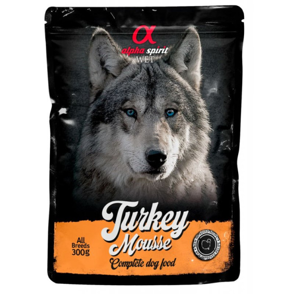 Alpha Spirit Pouch Turkey Mousse Dog - Полнорационный влажный корм с индейкой для взрослых собак 300 г