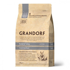 Grandorf (Грандорф) Rabbit & Turkey Adult Sterilized - Сухий гіпоалергенний корм для стерилізованих котів з кроликом та індичкою 0.4 кг