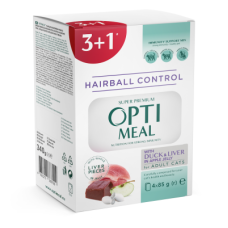 Optimeal (Оптиміл) Hairball Duck&Liver in Apple Jelly 3+1 - Вологий корм для котів для виведення шерсті з качкою та печінкою в яблучному желе 340 г