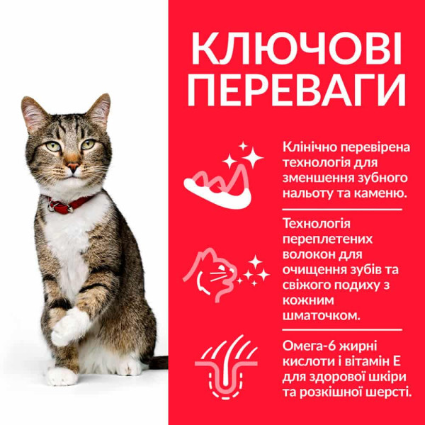 Hill`s (Хилс) Science Plan Cat Chicken Oral Care Adult - Сухой корм для взрослых котов для ухода за ротовой полостью с мясом курицы 1.5 кг