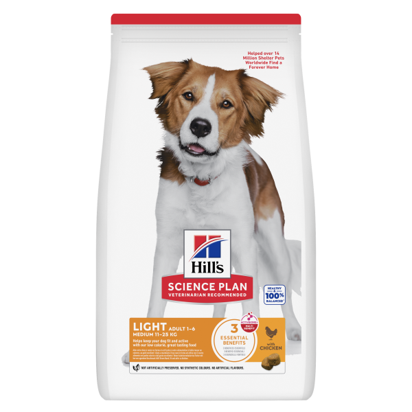 Hill\'s (Хилс) Science Plan Dog Chicken Light Adult Medium - Сухой корм для взрослых собак средних пород для контроля веса с мясом курицы 14 кг