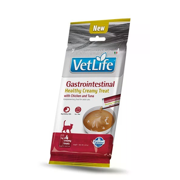 Farmina Vet Life (Фармина Вет Лайф) Cat Grain Free Chicken & Tuna Cream Gastrointestinal Adult - Лакомства беззерновые для взрослых котов при заболеваниях желудочно-кишечного тракта с мясом курицы и тунца 4х15 г