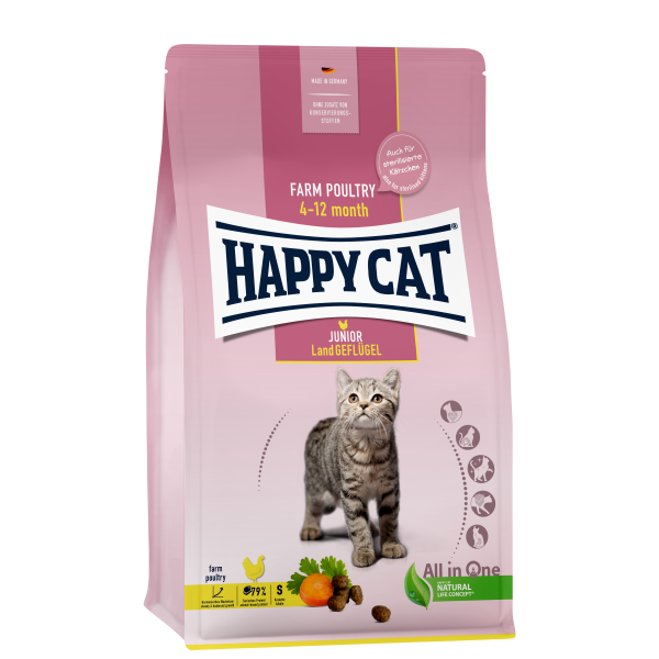 Happy Cat (Хепи Кет) Land Poultry Junior - Сухой корм для котят возрастом от 4 до 12 месяцев с мясом птицы 10 кг