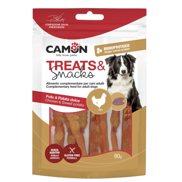 Camon (Камон) Dog Treats Strips With Chicken&Sweet Potato - Лакомство для собак полоски с курицей и бататом 80 г